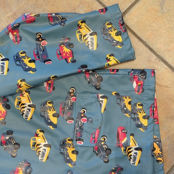 Hatley's blue trucks kids rain coat, size 8 - Picture 3 of 7